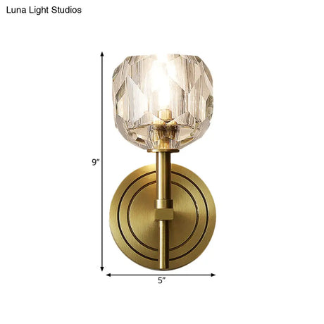 Contemporary Gold Wall Sconce With Clear Bevel Cut Glass - Elegant Lighting Solution
