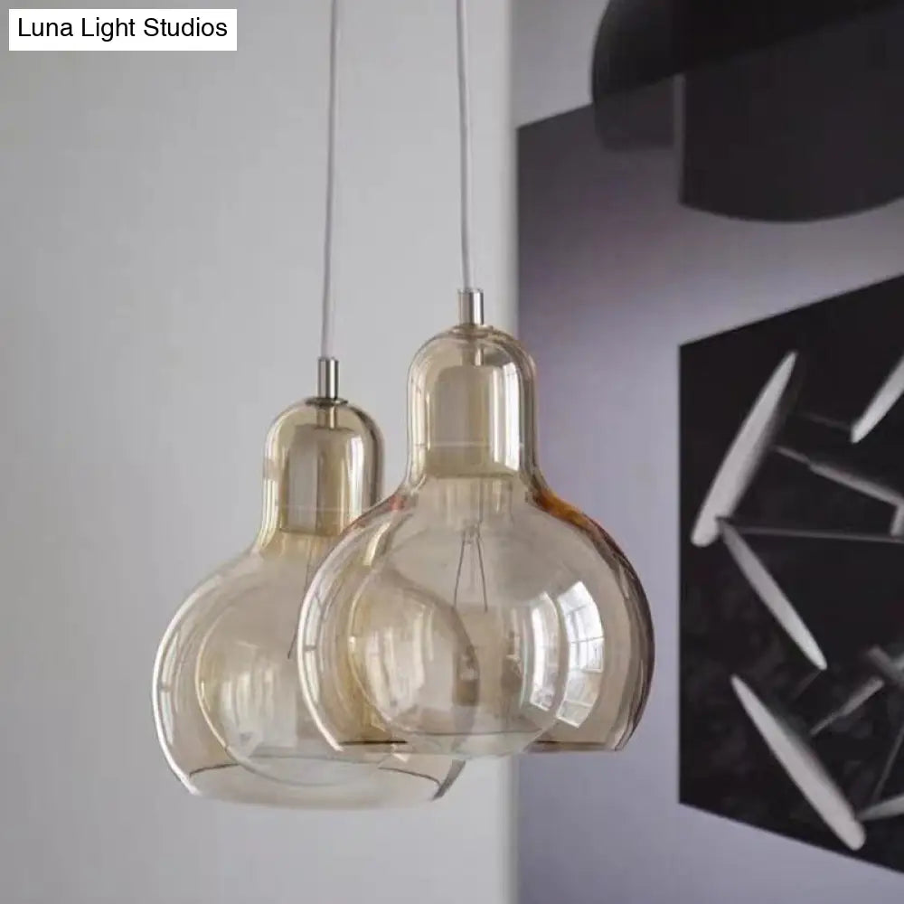 Contemporary Gourd Glass Pendant Light Fixture for Lounge