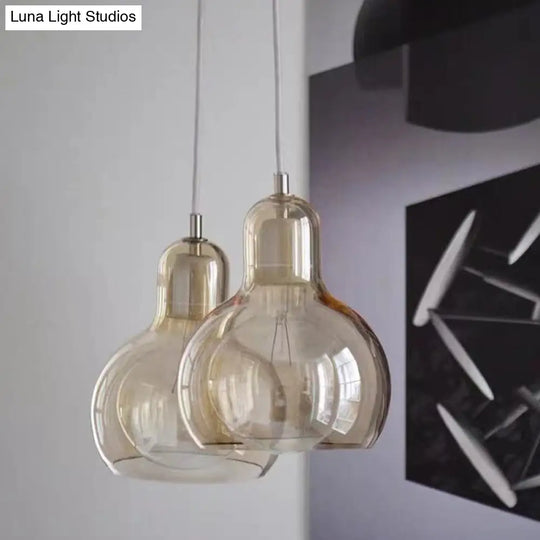 Contemporary Gourd Glass Pendant Light Fixture for Lounge