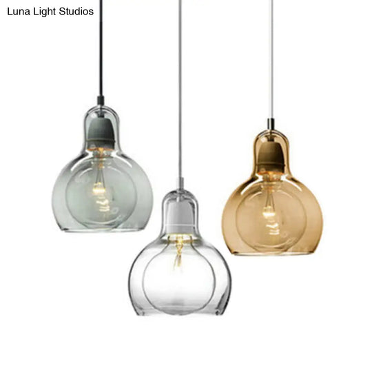 Contemporary Gourd Glass Pendant Light Fixture for Lounge