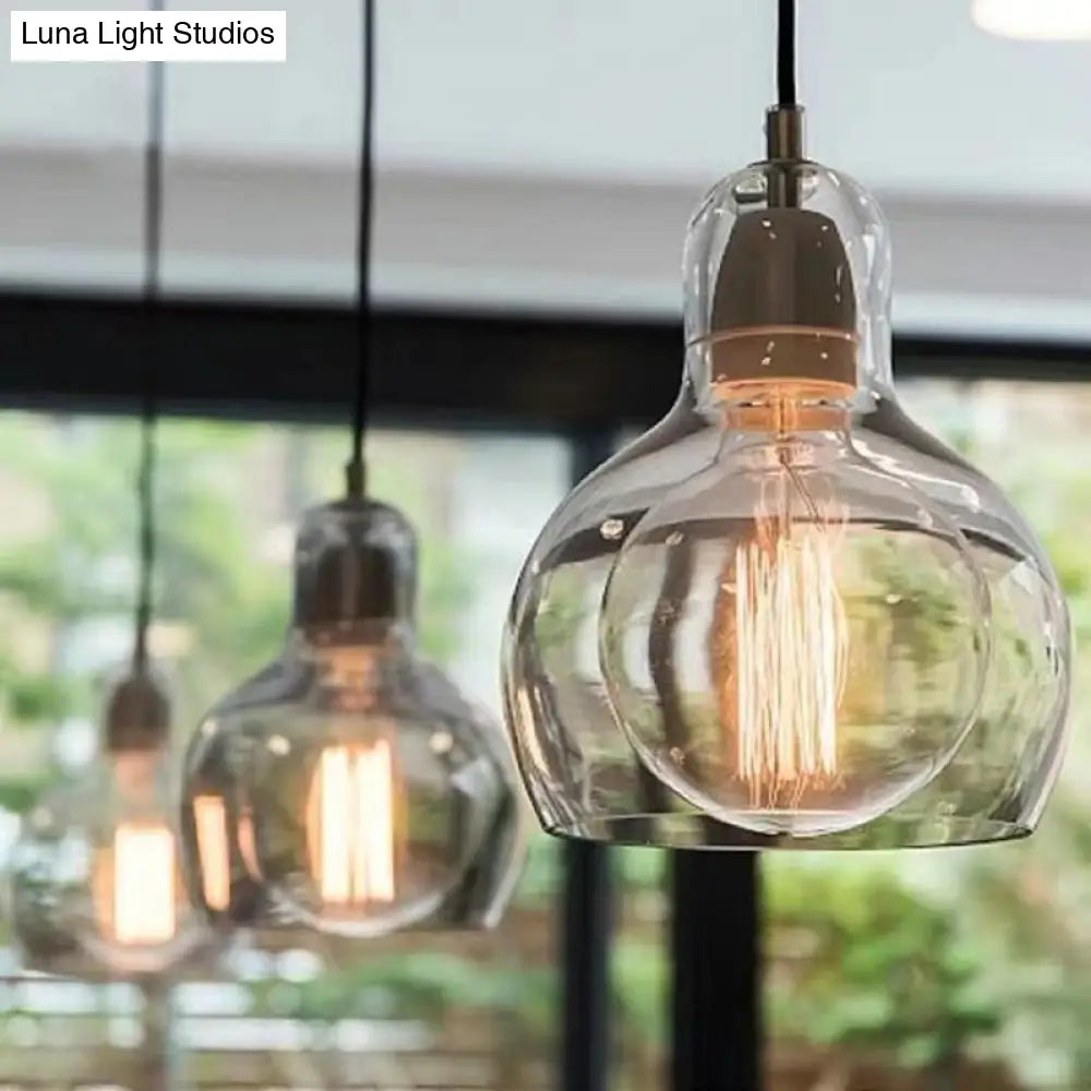Contemporary Gourd Glass Pendant Light Fixture for Lounge