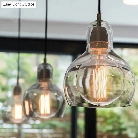 Contemporary Gourd Glass Pendant Light Fixture for Lounge