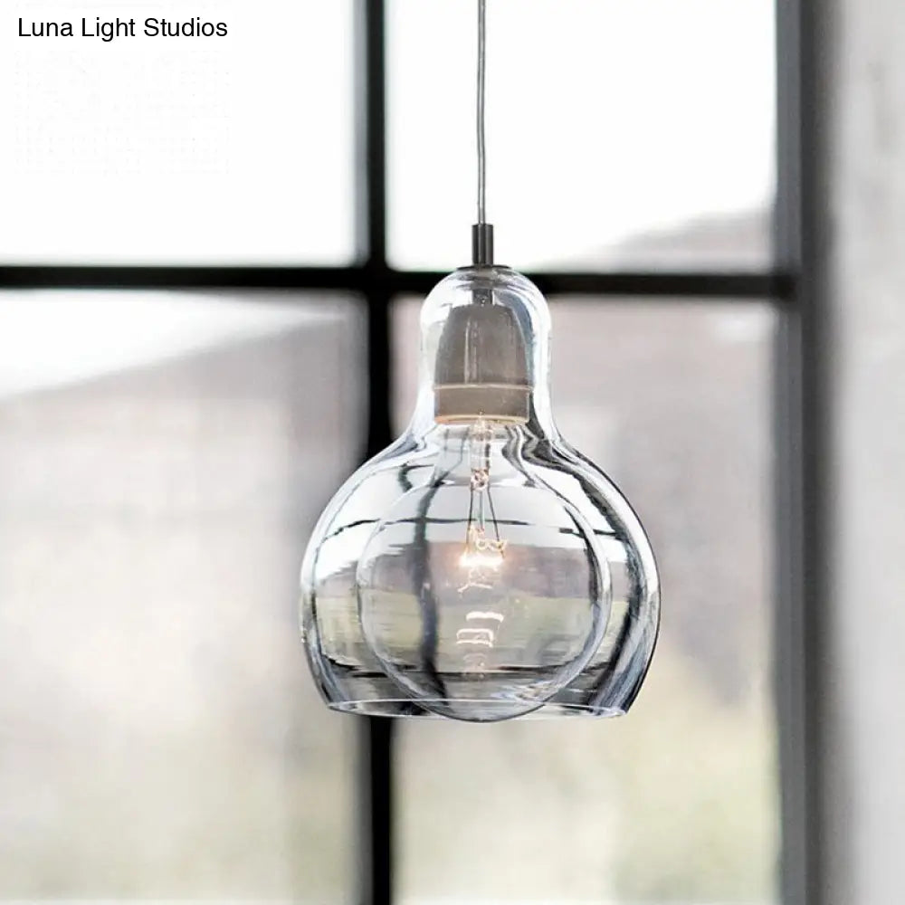 Contemporary Gourd Glass Pendant Light Fixture for Lounge