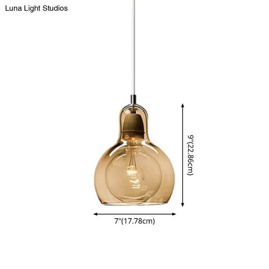 Contemporary Gourd Glass Pendant Light Fixture for Lounge