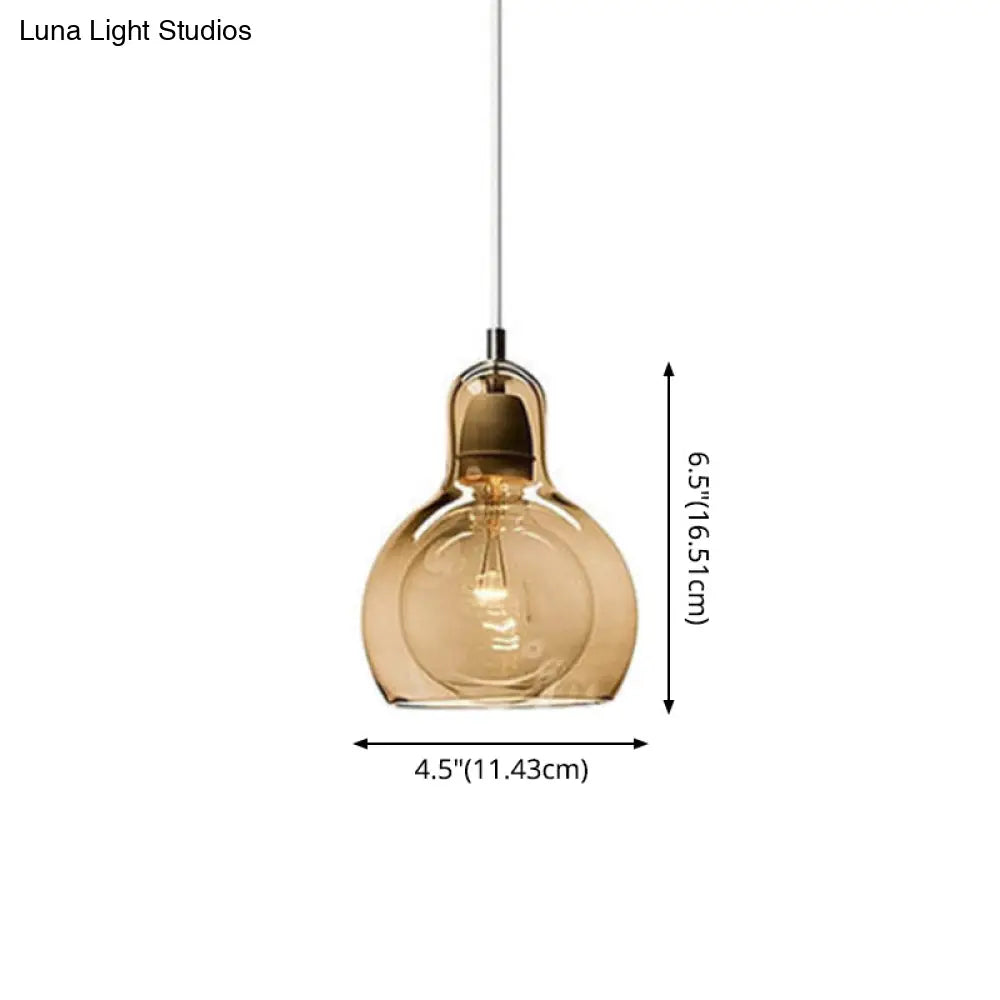 Contemporary Gourd Glass Pendant Light Fixture for Lounge
