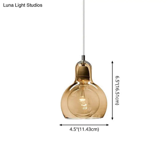 Contemporary Gourd Glass Pendant Light Fixture for Lounge