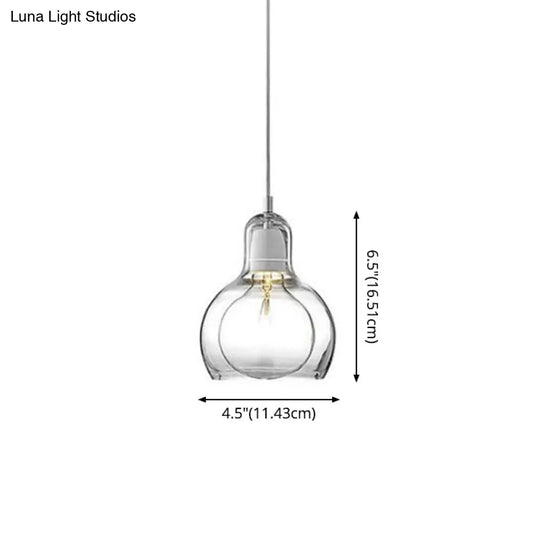 Contemporary Gourd Glass Pendant Light Fixture for Lounge