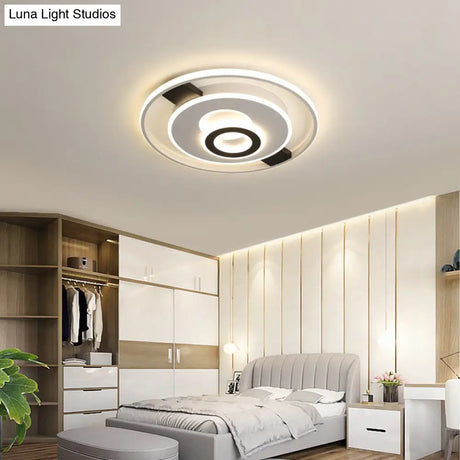 Contemporary Halo Led Ceiling Light In Black-White - Thin Acrylic Flush Mount 16/19.5/23.5 Wide