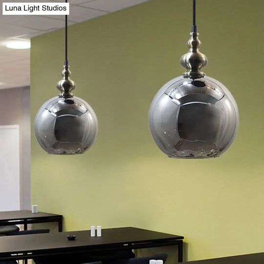 Contemporary Hammered Glass Globe Pendant Light For Boutique Kitchen