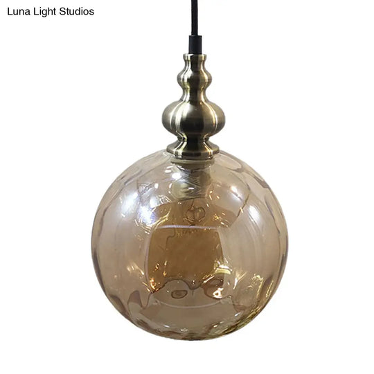 Contemporary Hammered Glass Globe Pendant Light For Boutique Kitchen