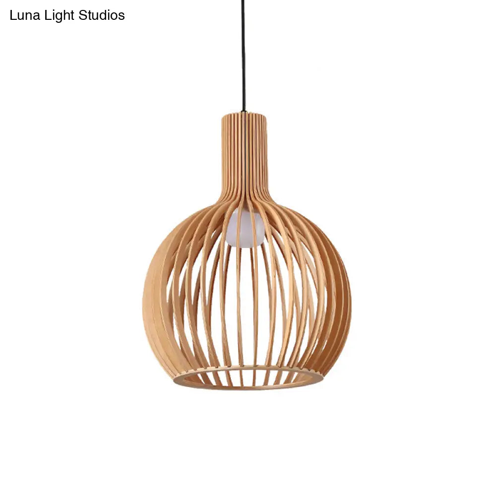 Contemporary Handwoven Bamboo Pendant Light With Single Bulb