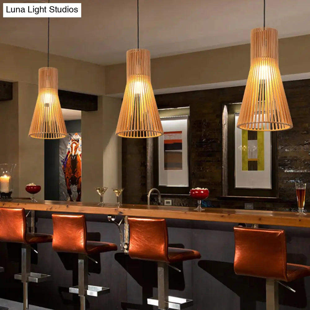 Contemporary Handwoven Bamboo Pendant Light With Single Bulb