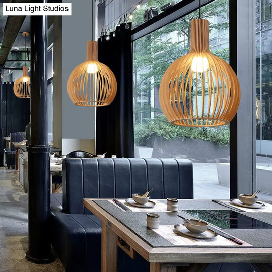 Contemporary Handwoven Bamboo Pendant Light With Single Bulb