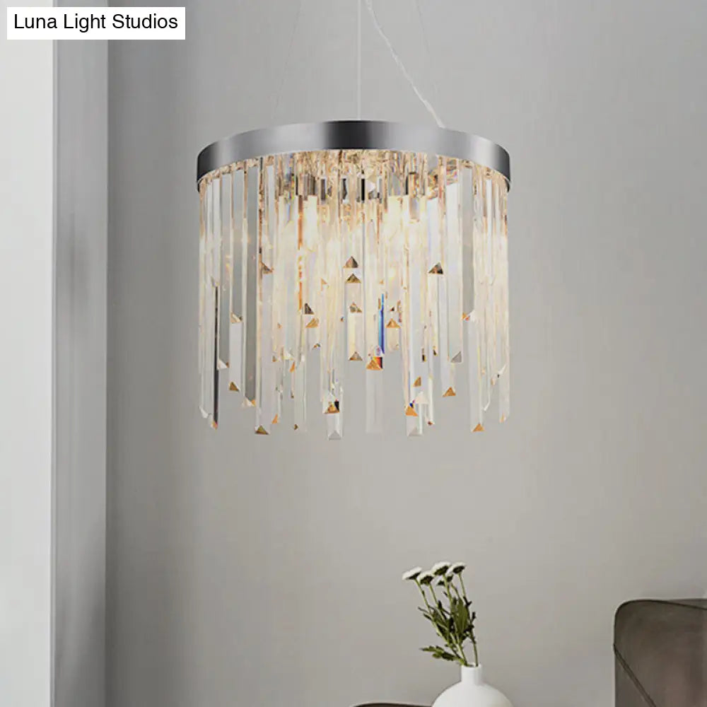 Round Crystal Chandelier Lighting Kit With 2/6 Hanging Bulbs Contemporary Design - 8/16 Wide Clear /