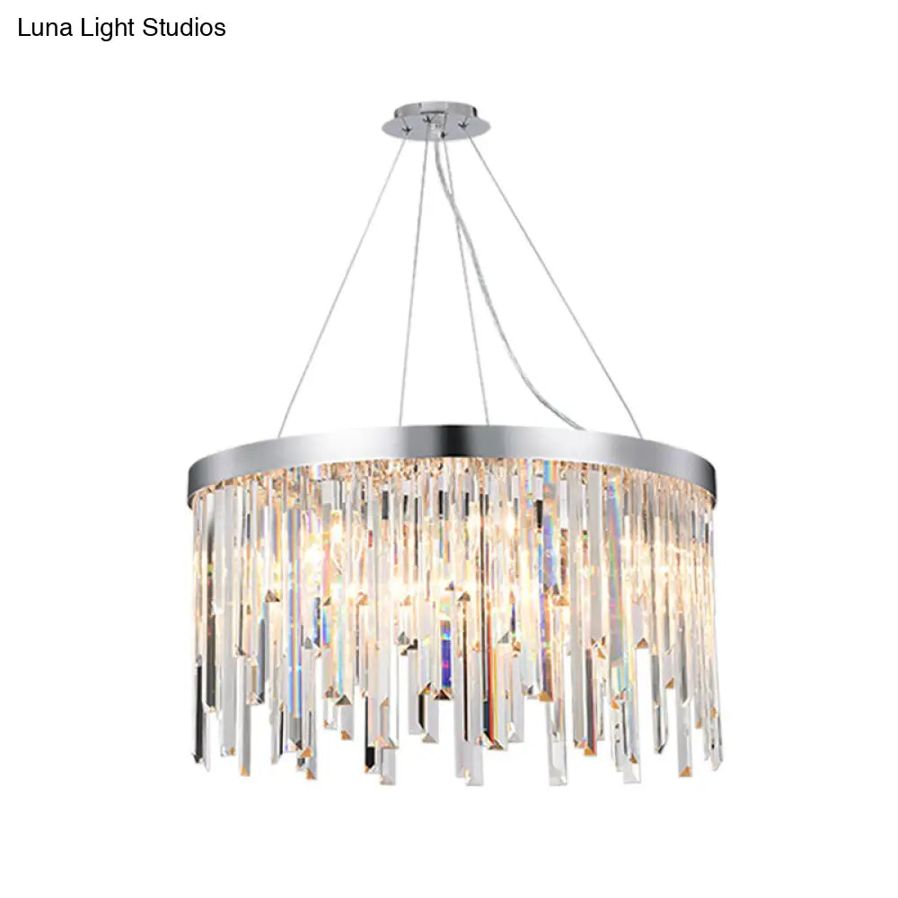 Contemporary Hanging Lamp Kit With Crystal Prisms 2/6 Bulbs 8’/16’ Wide