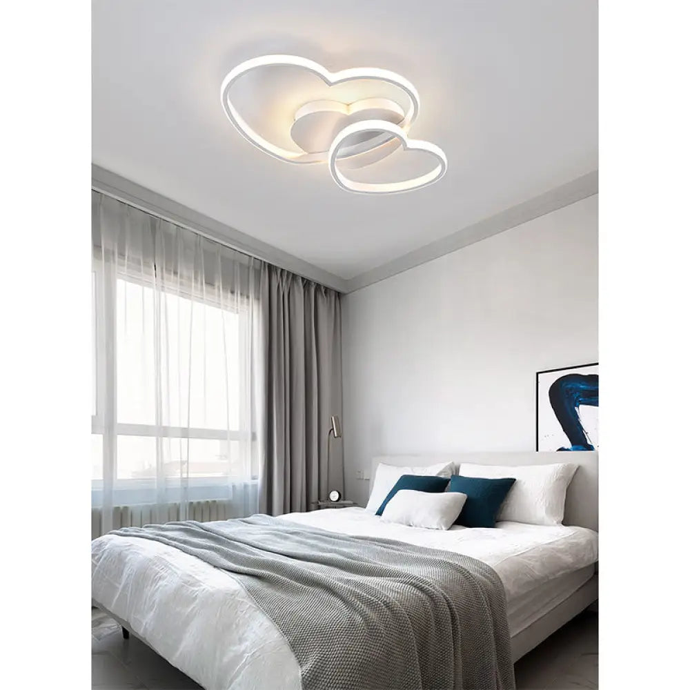 Contemporary Heart Design Flush Mount Light Fixture - Metal Ceiling
