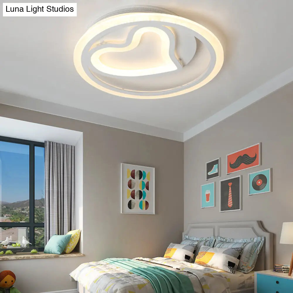 Contemporary Heart-Shaped Led Flush Mount Light For Cafe And Bedroom White / 14 Warm
