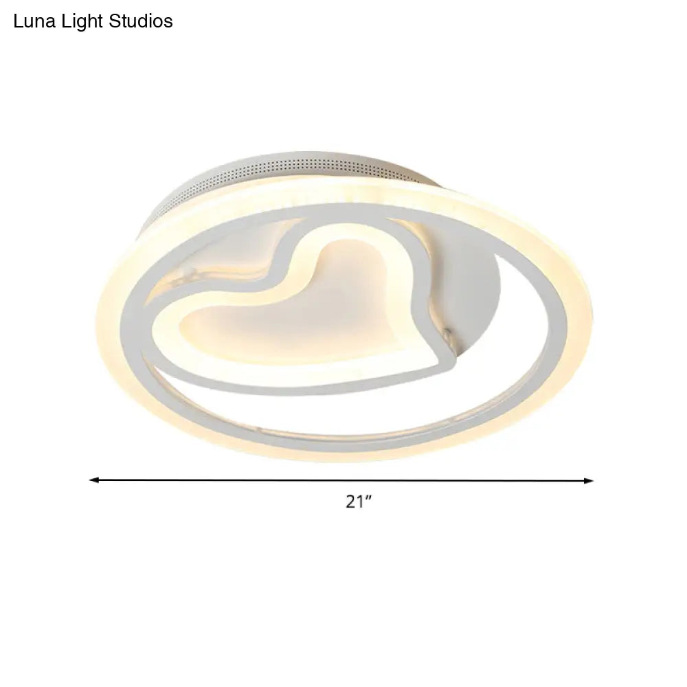 Contemporary Heart-Shaped Led Flush Mount Light For Cafe And Bedroom
