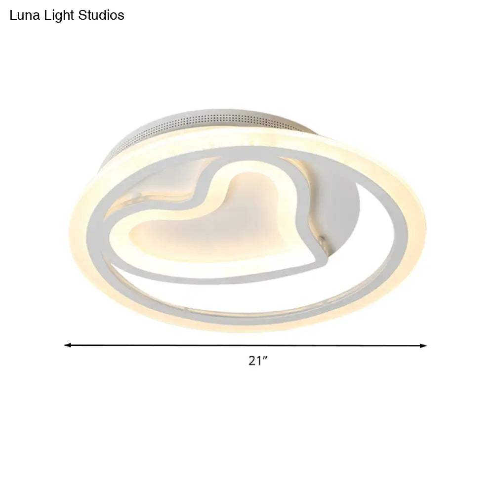 Contemporary Heart-Shaped Led Flush Mount Light For Cafe And Bedroom