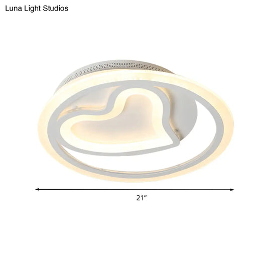 Contemporary Heart-Shaped Led Flush Mount Light For Cafe And Bedroom