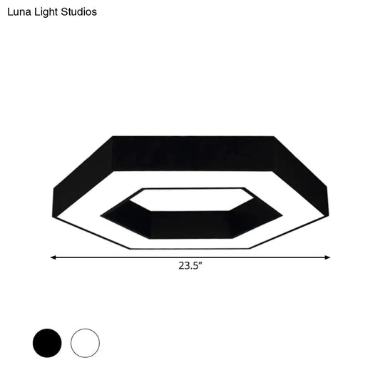 Contemporary Hexagon Led Ceiling Light In Black/White - 16’/19.5’/31.5’ W