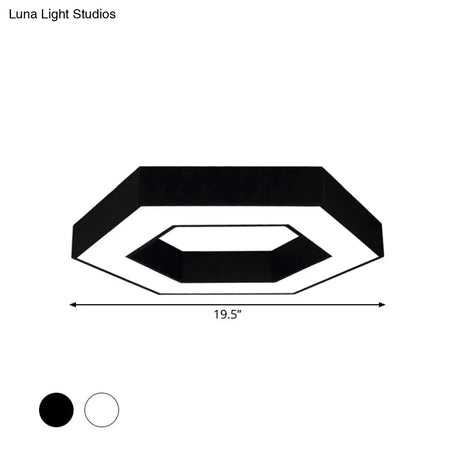 Contemporary Hexagon Led Ceiling Light In Black/White - 16’/19.5’/31.5’ W