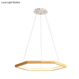Contemporary Hexagonal Wood And Acrylic Pendant Chandelier With Led Lighting 16’/19.5’/23.5’ Wide