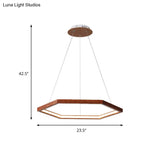 Contemporary Hexagonal Wood And Acrylic Pendant Chandelier With Led Lighting 16’/19.5’/23.5’ Wide