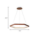 Contemporary Hexagonal Led Pendant Chandelier In Acrylic And Wood - 16/19.5/23.5 Wide