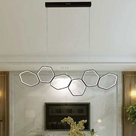 Contemporary Honeycomb Ceiling Chandelier - Metal 6-Light Coffee Suspension Light in Warm/White Coffee / White