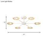 Contemporary Iron Sputnik Chandelier: 6/8-Head Hanging Lamp For Bedroom Black/White/Black-Gold