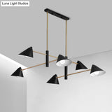 Contemporary Large Chandelier With Black Tilted Shades - 6/8/10 Heads Metal Hanging Light Fixture