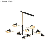 Contemporary Large Chandelier With Black Tilted Shades - 6/8/10 Heads Metal Hanging Light Fixture