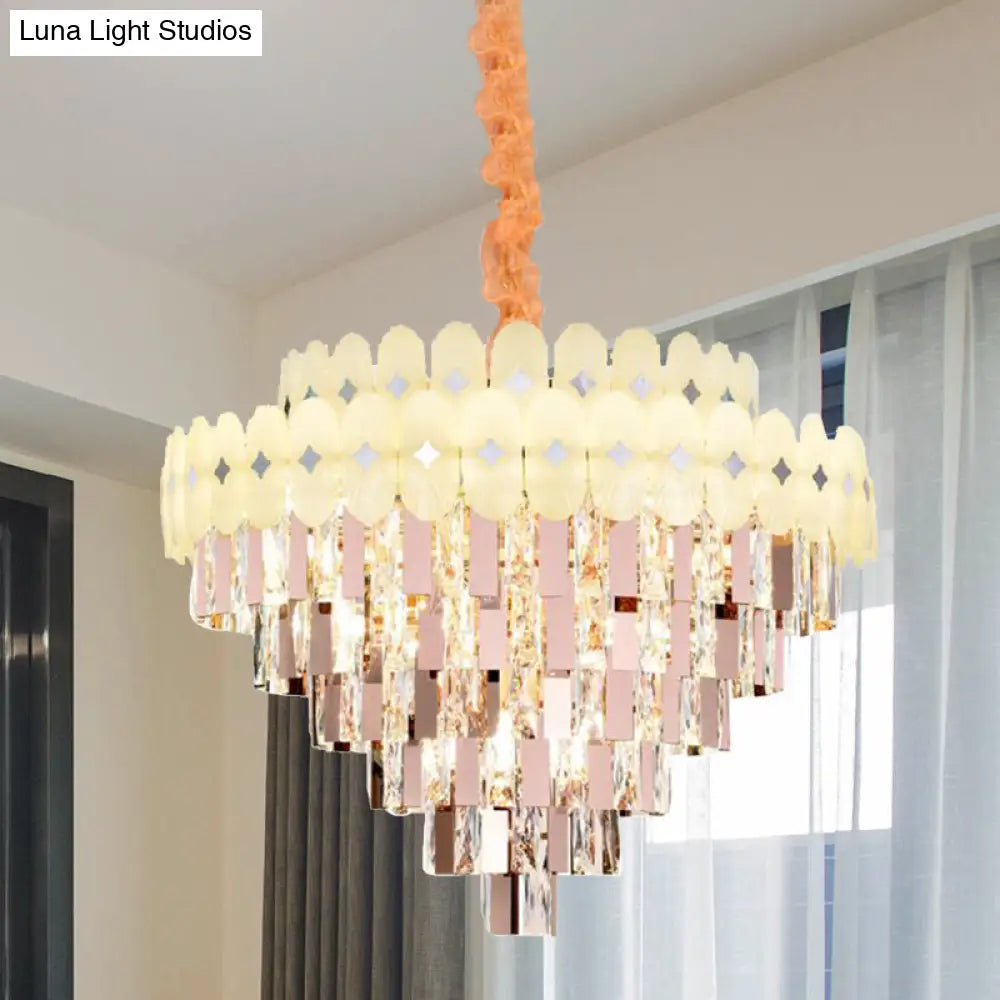Contemporary Layered Ceiling Chandelier - Clear Crystal 12/16/22 Lights Ideal For Living Room Down