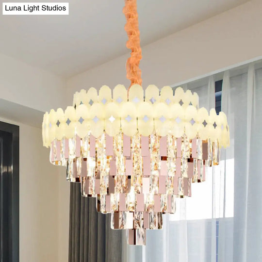Contemporary Layered Ceiling Chandelier - Clear Crystal 12/16/22 Lights Ideal For Living Room Down