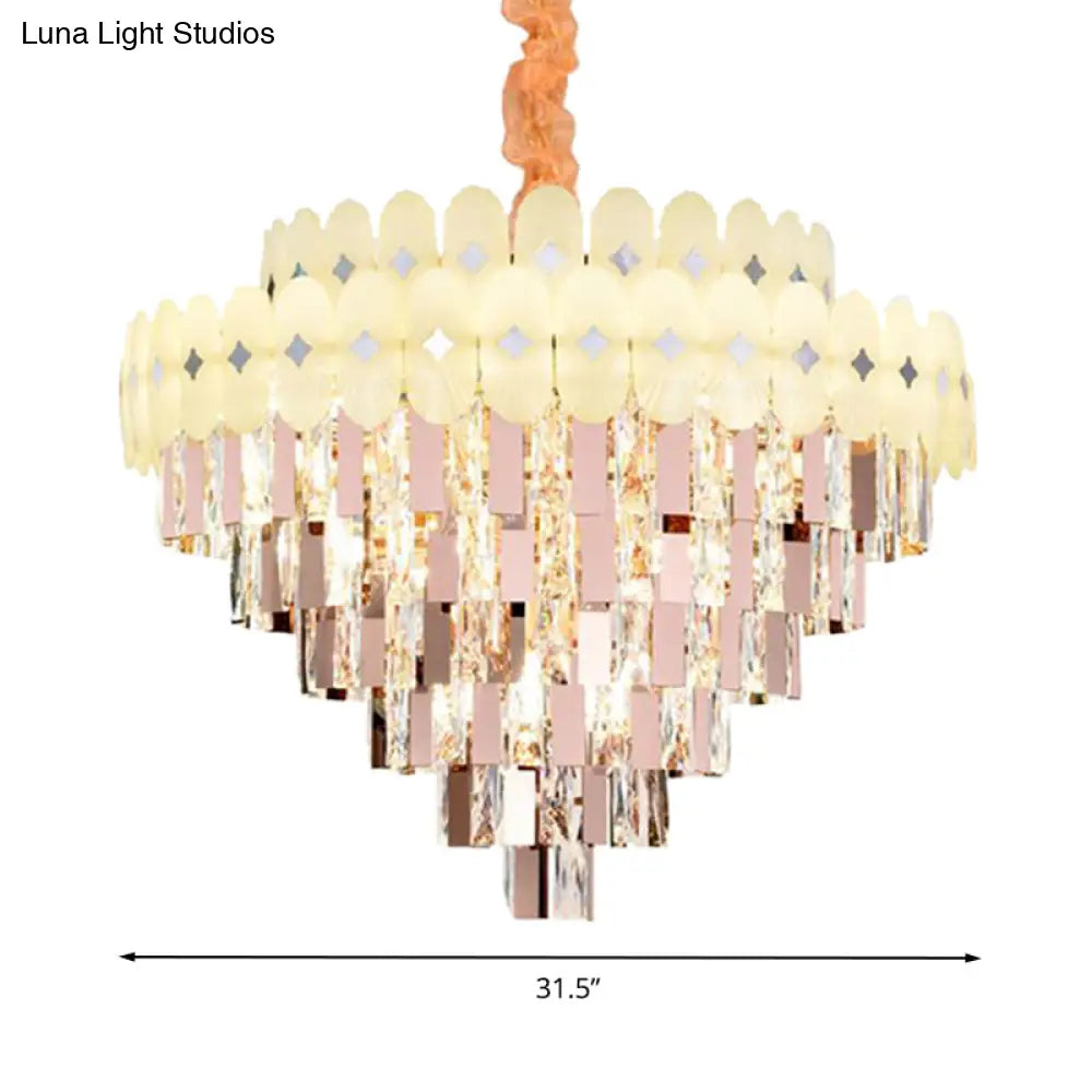 Contemporary Layered Ceiling Chandelier - Clear Crystal 12/16/22 Lights Ideal For Living Room Down