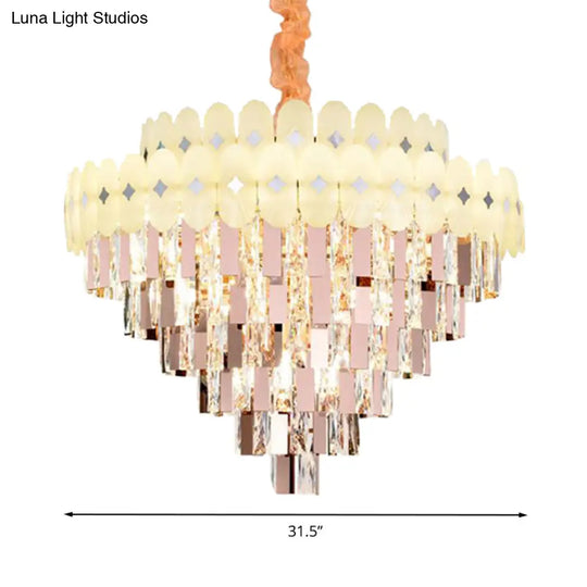 Contemporary Layered Ceiling Chandelier - Clear Crystal 12/16/22 Lights Ideal For Living Room Down