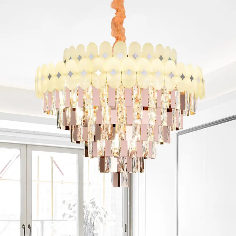Contemporary Layered Ceiling Chandelier - Clear Crystal 12/16/22 Lights Ideal For Living Room Down
