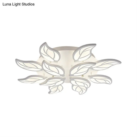 Contemporary Leaf Acrylic Flushmount Light Fixture - Led Ceiling In White/Warm/Natural (6/9/12