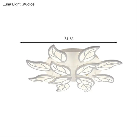 Contemporary Leaf Acrylic Flushmount Light Fixture - Led Ceiling In White/Warm/Natural (6/9/12