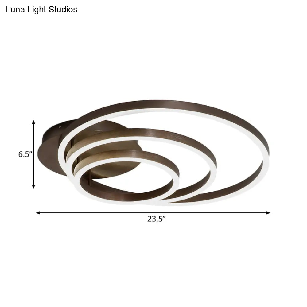 Contemporary Led Acrylic Ceiling Flush Light Fixture In Black/Brown 1/2/3 - Ring Warm/White/Natural