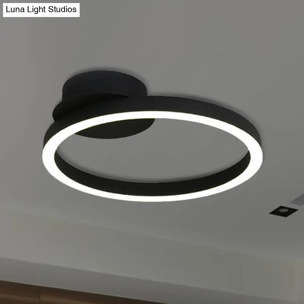 Contemporary Led Acrylic Ceiling Flush Light Fixture In Black/Brown 1/2/3 - Ring Warm/White/Natural