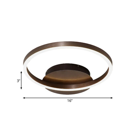 Contemporary Led Acrylic Ceiling Flush Light Fixture In Black/Brown 1/2/3-Ring Warm/White/Natural
