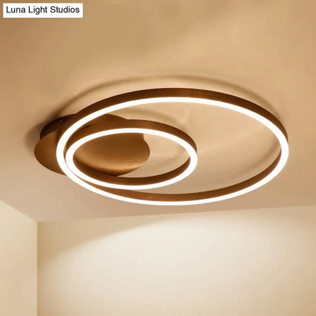 Contemporary Led Acrylic Ceiling Flush Light Fixture In Black/Brown 1/2/3-Ring Warm/White/Natural