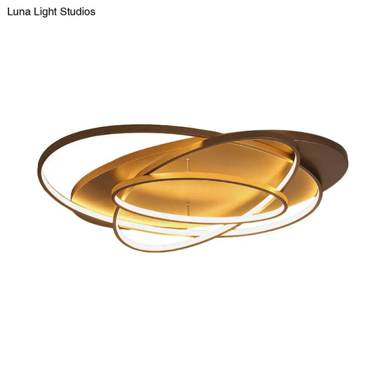 Contemporary Led Acrylic Flush Mount Ceiling Lamp - 21/29.5/34 Wide Black/Brown Warm/White Light