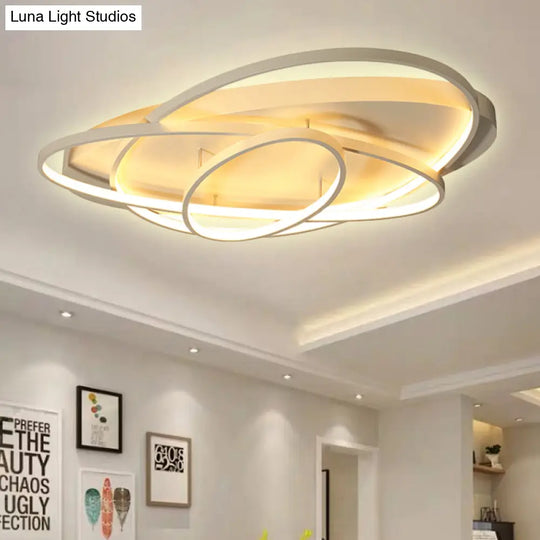 Contemporary Led Acrylic Flush Mount Ceiling Lamp - 21/29.5/34 Wide Black/Brown Warm/White Light