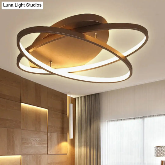 Contemporary Led Acrylic Flush Mount Ceiling Lamp - 21’/29.5’/34’ Wide Black/Brown Warm/White