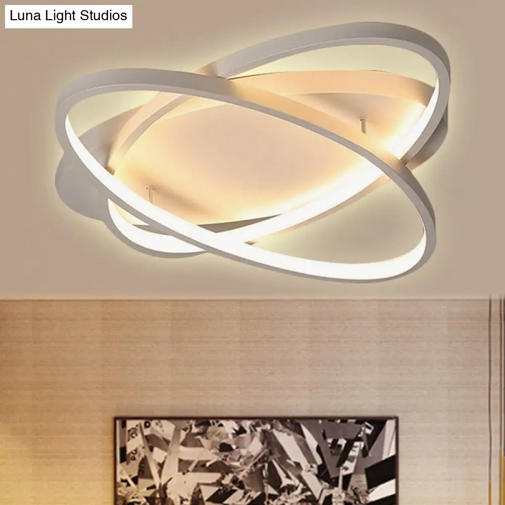 Contemporary Led Acrylic Flush Mount Ceiling Lamp - 21/29.5/34 Wide Black/Brown Warm/White Light