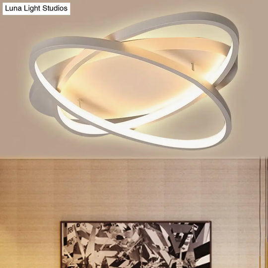 Contemporary Led Acrylic Flush Mount Ceiling Lamp - 21/29.5/34 Wide Black/Brown Warm/White Light