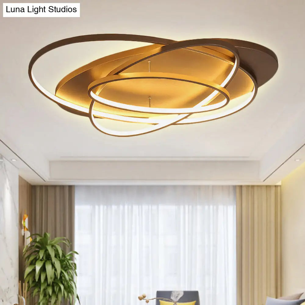 Contemporary Led Acrylic Flush Mount Ceiling Lamp - 21’/29.5’/34’ Wide Black/Brown Warm/White